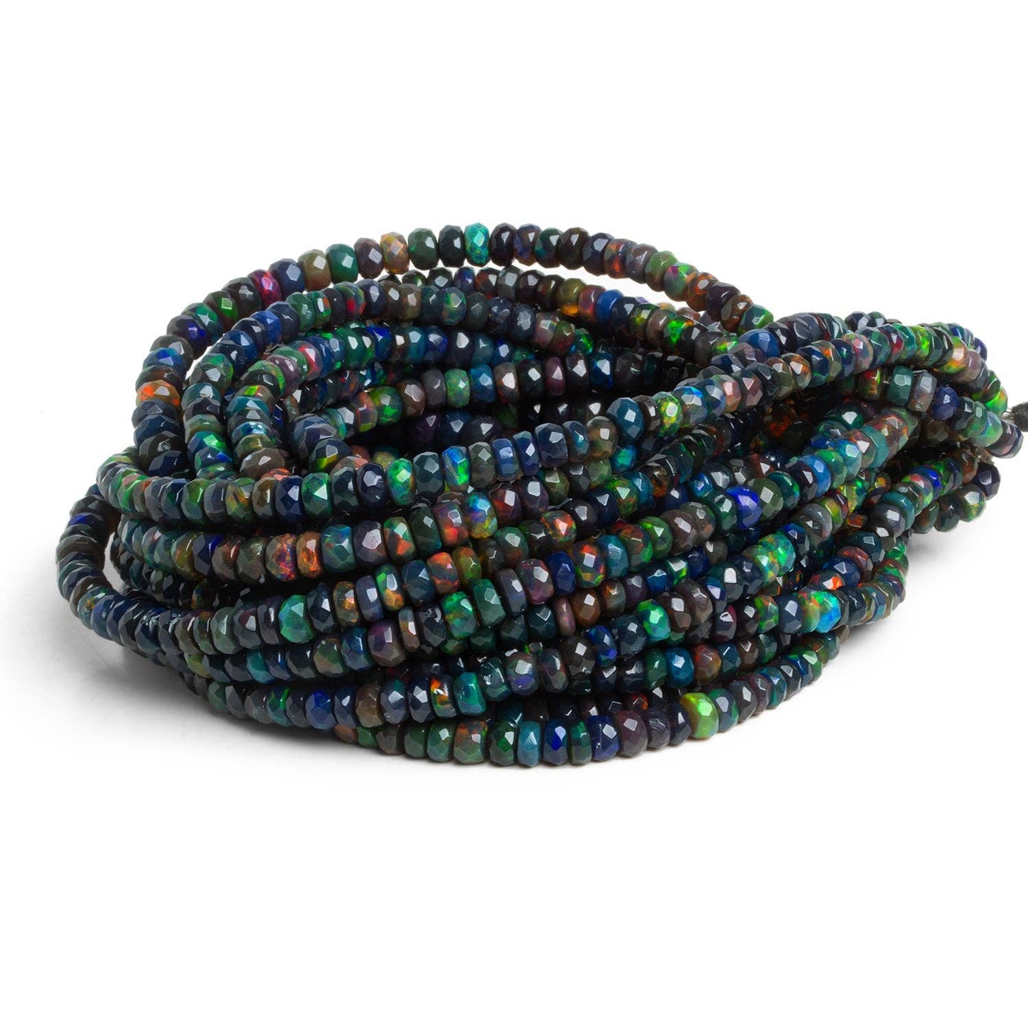 The Bead Traders - Wholesale Beads - 4-6mm Black Ethiopian Opal Faceted Rondelles 16 inch 135 beads1