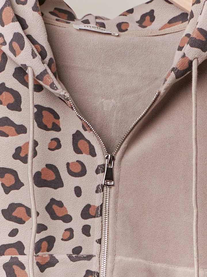 Mello. - Vente Sweat à capuche – femme - Sweat-shirt zippé à capuche avec imprimé léopard19