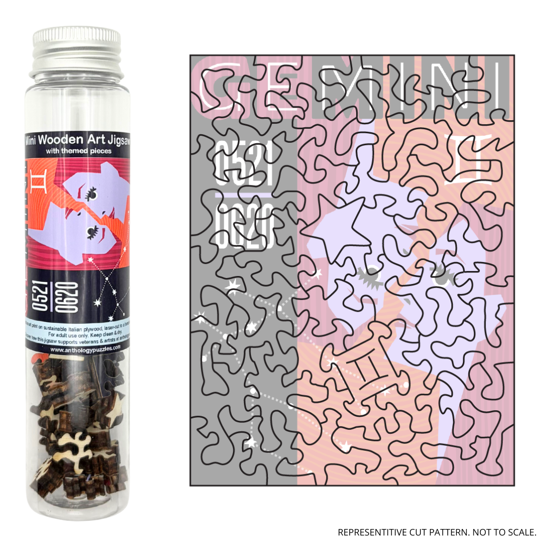 Anthology Puzzles - Wholesale Puzzle - Adult - Zodiac Gemini - Mini Wooden Jigsaw1