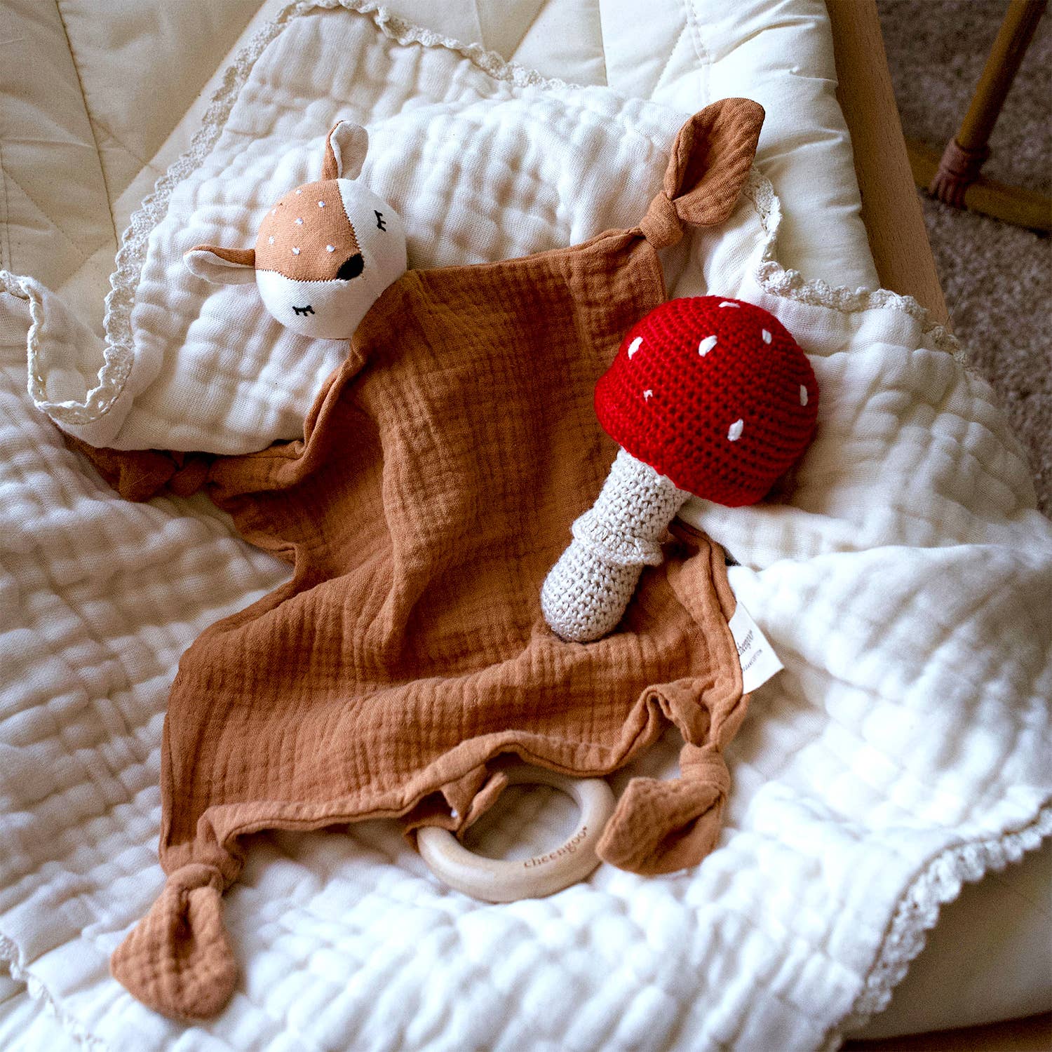 Cheengoo – doudous - Bebé por atacado – Manta Orgânica de Aconchego Snuggle Lovey – Cervo2