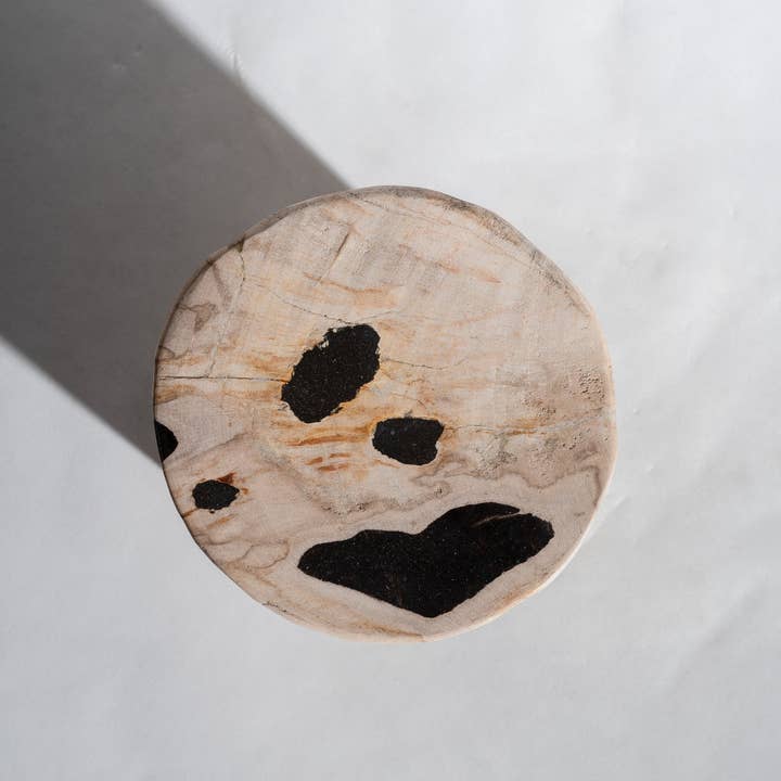 Office Objets - Wholesale Side Table - White petrified wood side table with black spots H:27.5 D:1877