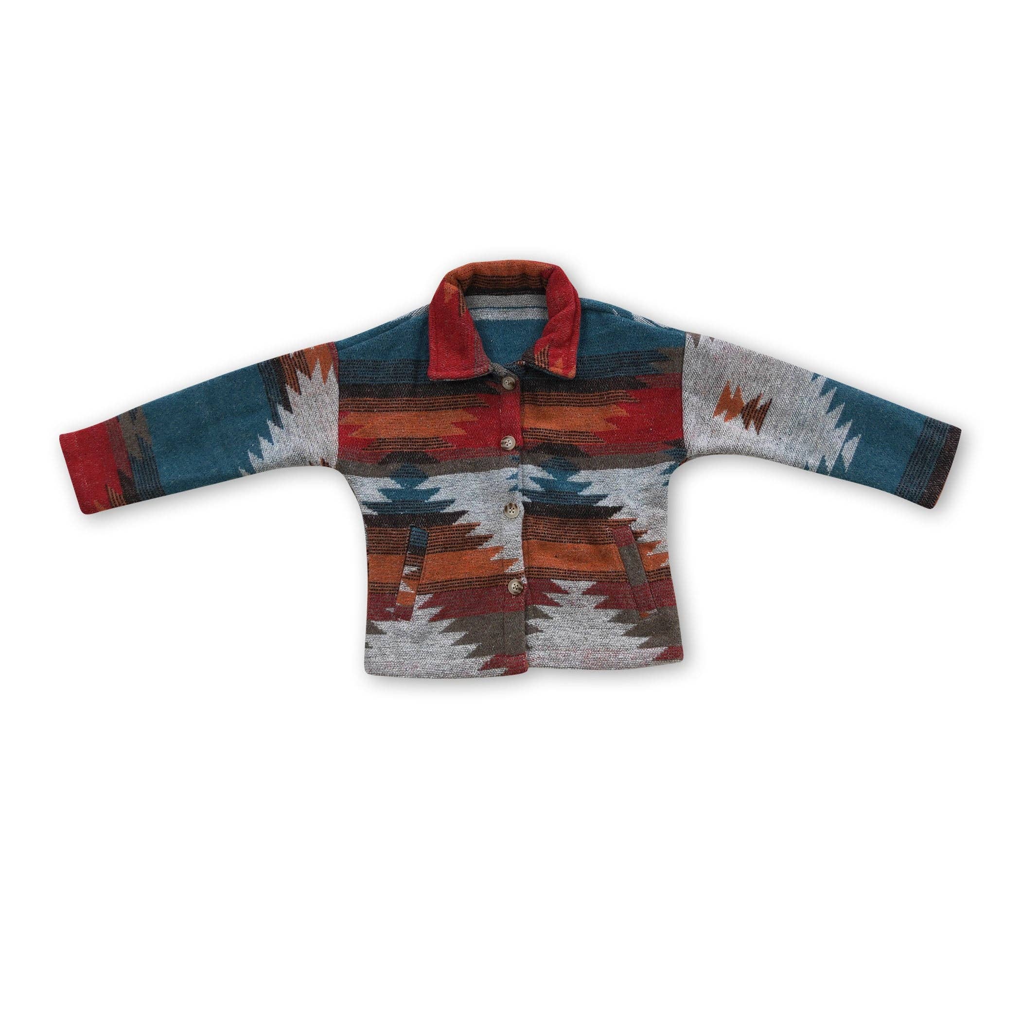 Yawoo Garments - Wholesale Button Down Shirt - Kids - Blue aztec baby kids flannel button up shirt1