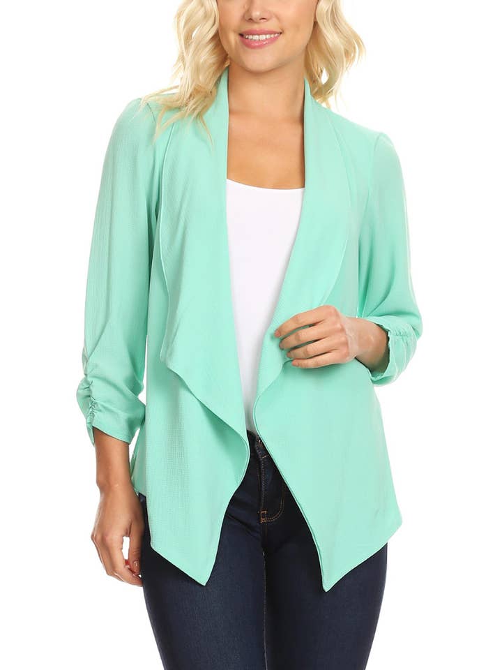 MOA COLLECTION - Wholesale Blazer – Women's - Women's Woven Casual Relaxed Fit Open Front Blazer Jacket27