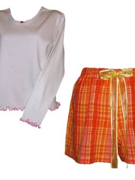 Playful Plaids Long Sleeve Tee & Boxer Pajama Set for wholesale by Unusual Babe Undercover