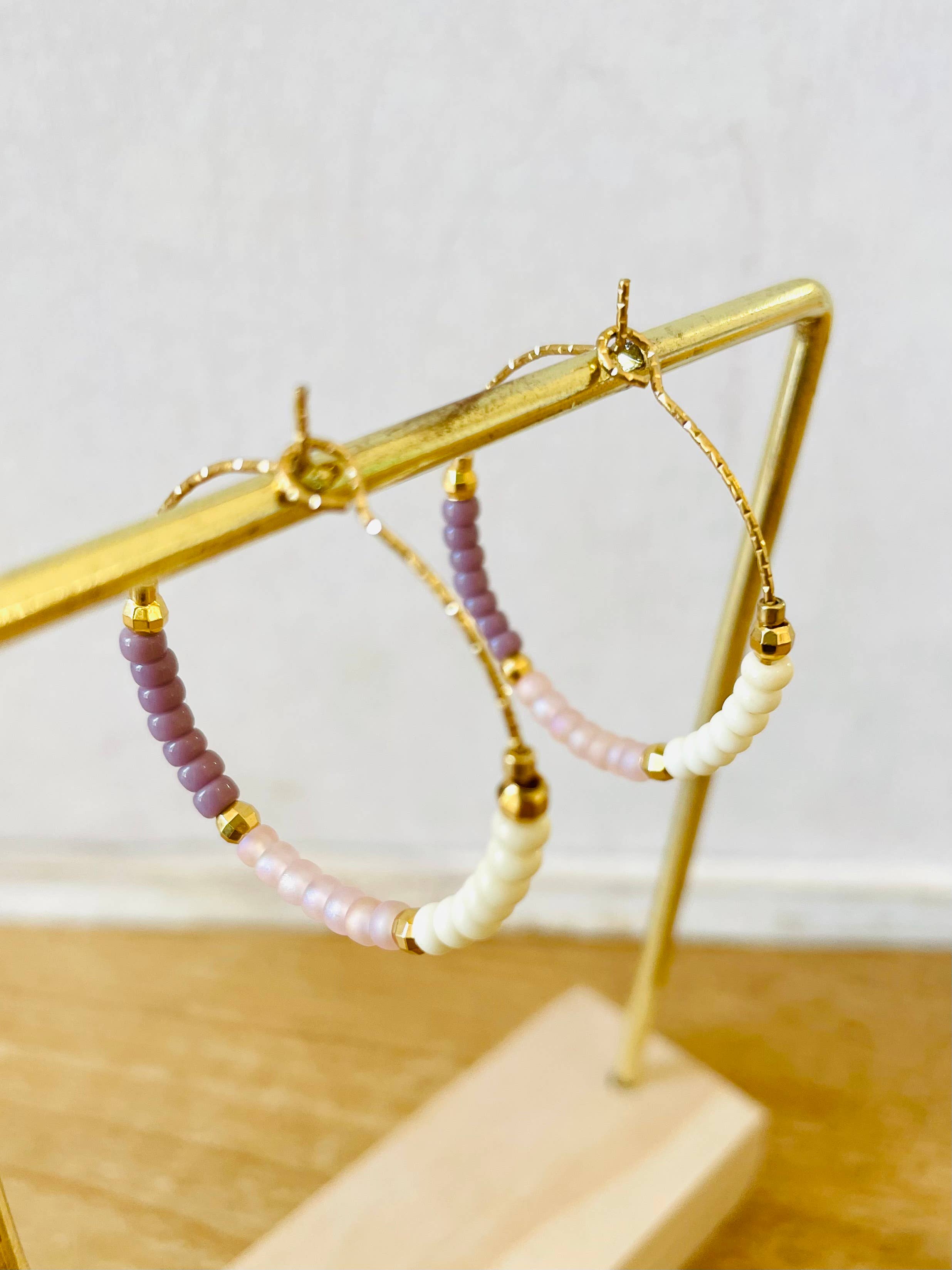 Atelline – wholesale Hängande örhängen – LOLA Creoler - Creoler i rostfritt stål och Miyuki-pärlor2