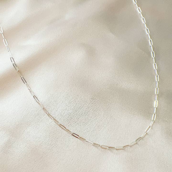 True by Kristy Jewelry - Wholesale Link & Chain Necklace - Rose Dainty Paperclip Chain Necklace Sterling Silver
