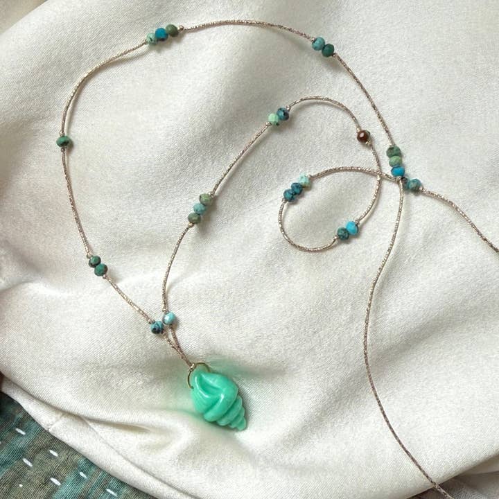 Grote ketting met chrysopraas - Arielle voor wholesale door Sophie Deschamps Bijoux