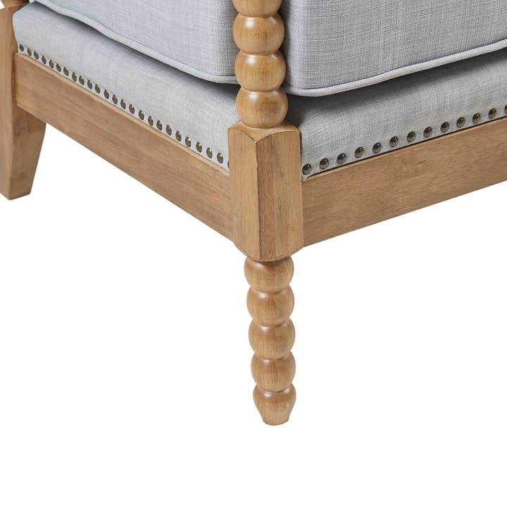 Olliix - Wholesale Chair - Padded Armchairs Turned Legs Farmhouse Accent Chair, Blue