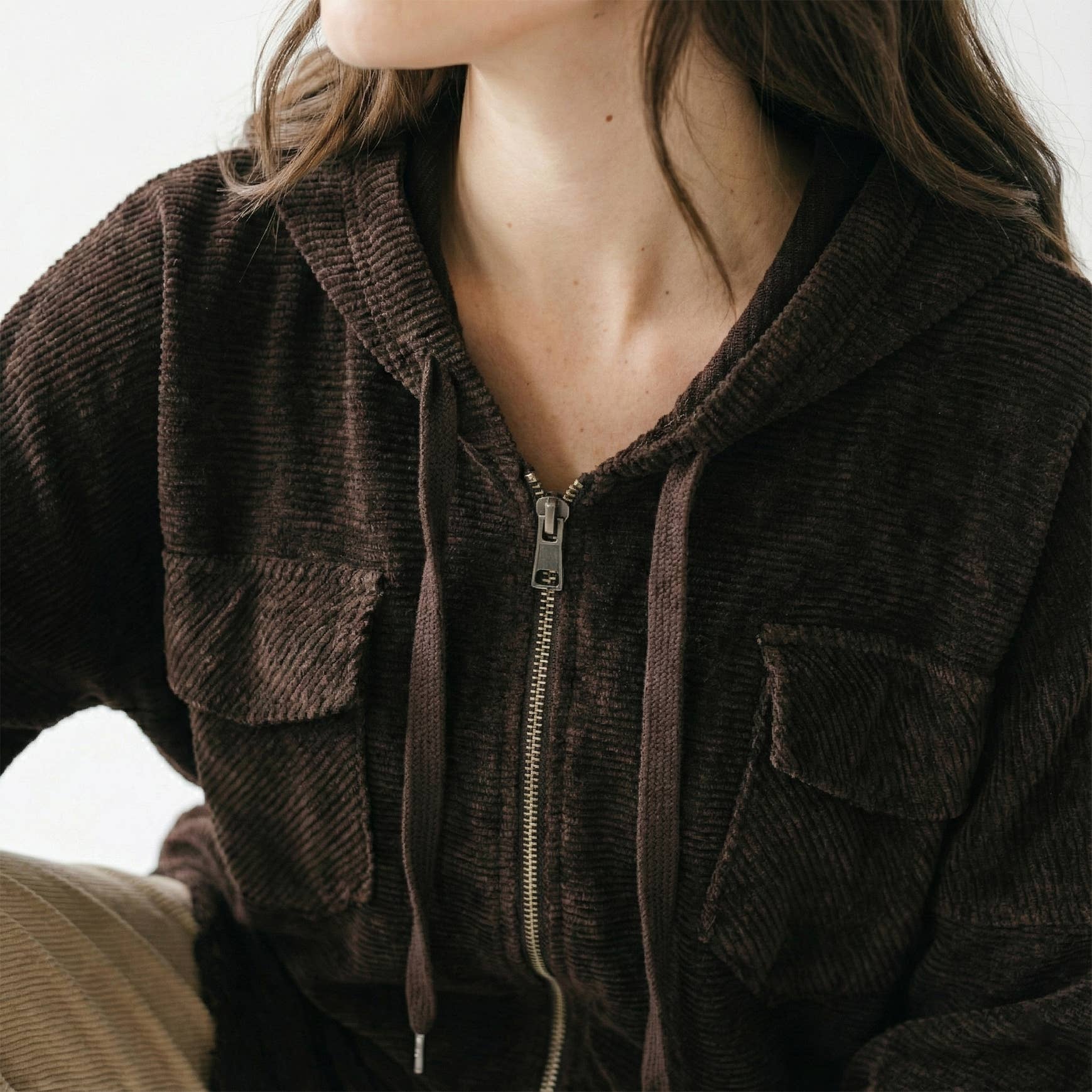 L'Emotion - Wholesale Hoodie - Women's - Velvet Pleated Velvet Worn Effect Wide Zip Hoodie25