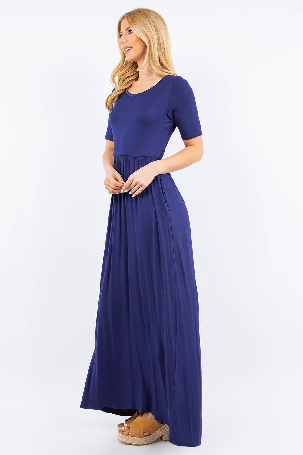 Celeste Clothing - Wholesale Dress - Women's - PLUS SIZE MODEST MAXI DRESS WITH POCKETS -CD23411T-PL12