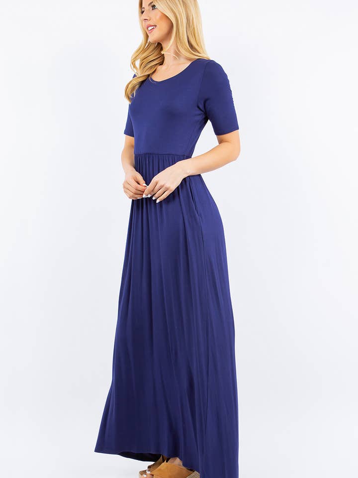 Celeste Clothing - Wholesale Dress - Women's - PLUS SIZE MODEST MAXI DRESS WITH POCKETS -CD23411T-PL12
