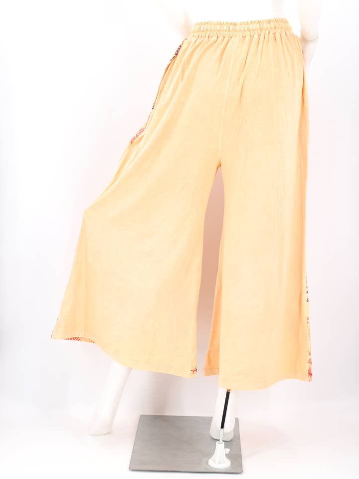 Himalaya Handmade - Wholesale Pants - Women's - Cotton Hippie Handmade Floral Embroidered Wide Leg Bohemian Trousers11