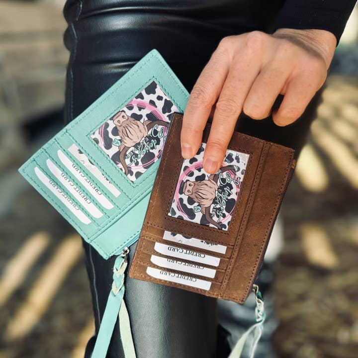 l3designsleather – wholesale Plånbok - Dam – Blommig Turkos Mini Plånbok
