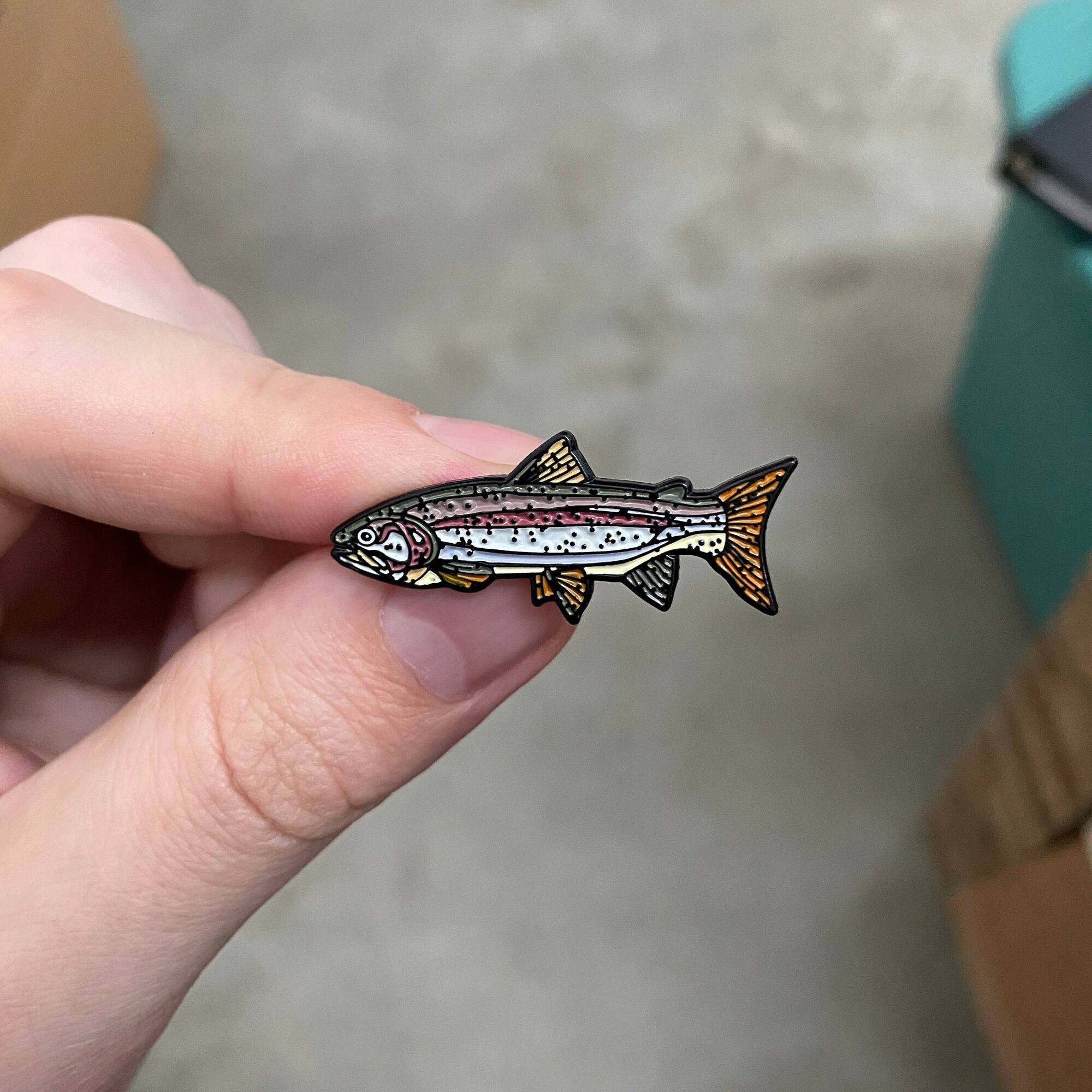 Antler & Fin - Wholesale Lapel Pin/Button - Rainbow Trout Enamel Pin2