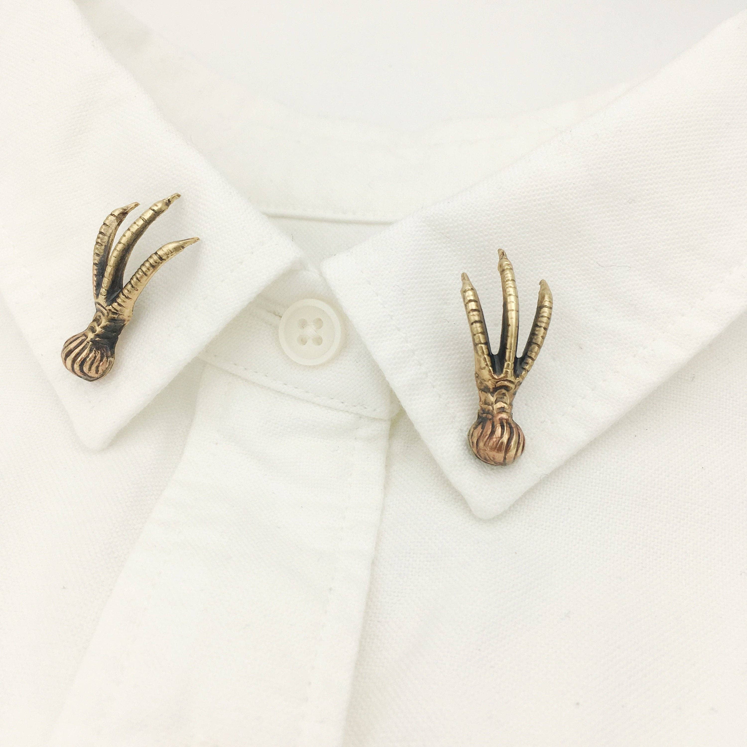 Metal Cloth & Wood - Wholesale Brooch - Gothic Handmade Brass Vintage Bird Claw Talon Brooch or Pin