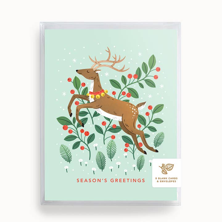 Season's Greetings Reindeer | Greeting Card | Boxed Set of 8 for wholesale by Linden Paper Co.