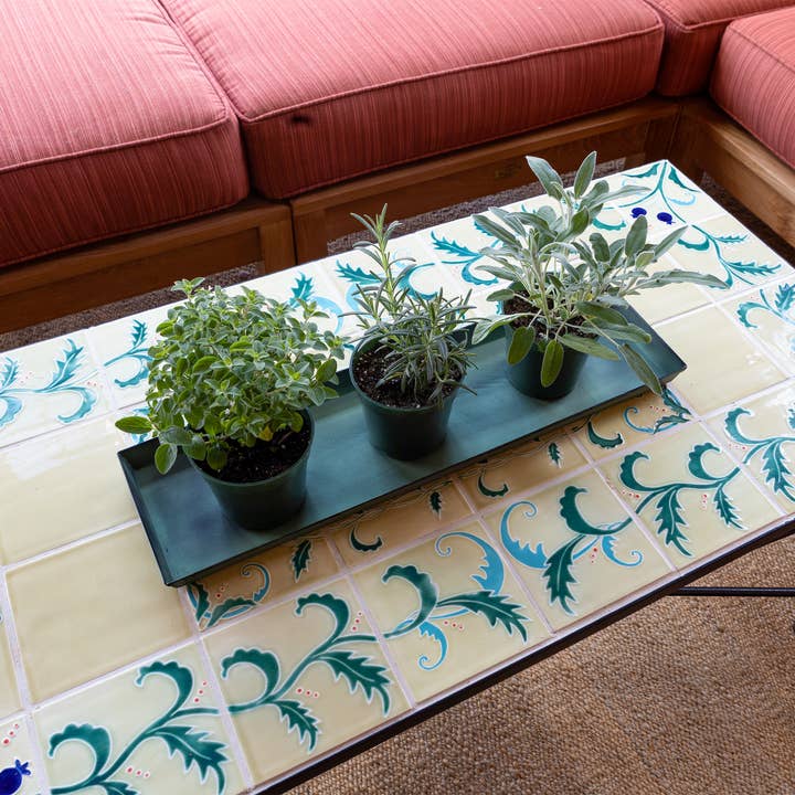 Green Patina Finish Galvanized Steel Planter Tray, Green, Small, 2-Pack for wholesale on Faire