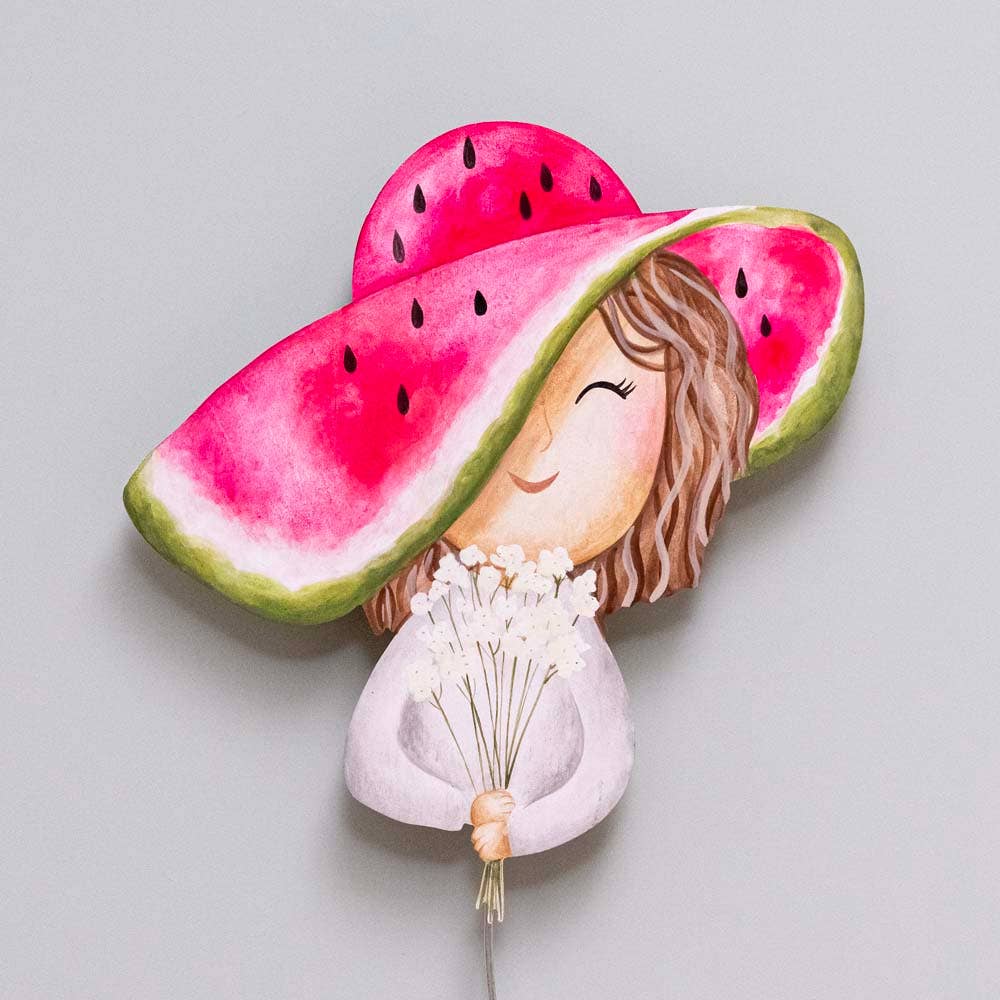 YaPaDaPaDou - Wholesale Night Light - Kids & Baby - Handmade Wooden Wall Light - Watermelon Girl1