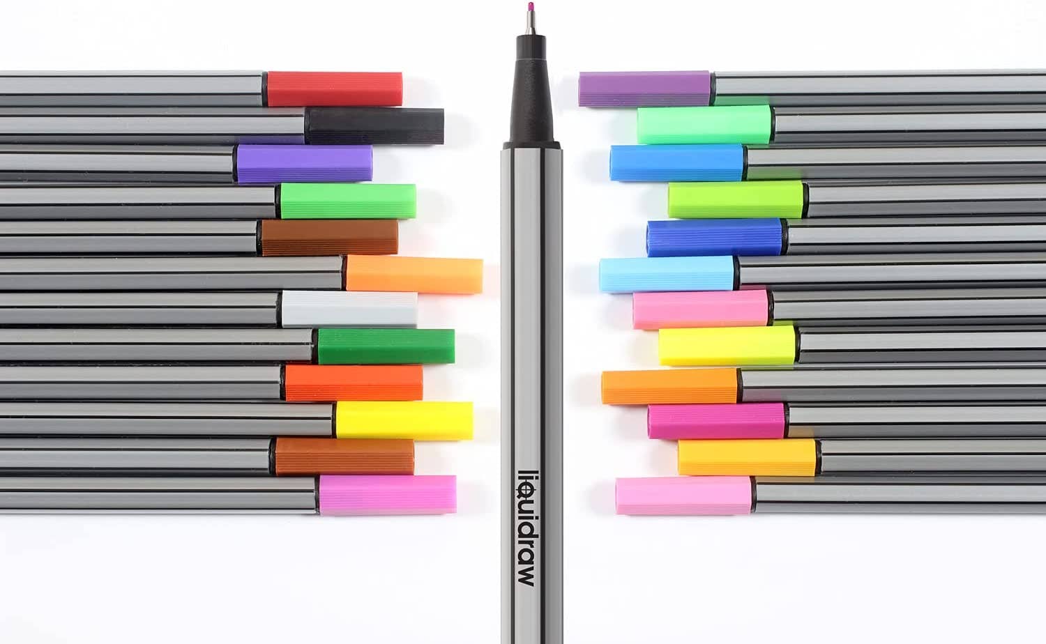 Liquidraw - Venta al por mayor Bolígrafo - Juego de 24 rotuladores Liquidraw Fineliner, bolígrafos de punta fina de 0,4 mm, colores surtidos, rotuladores de colores.6