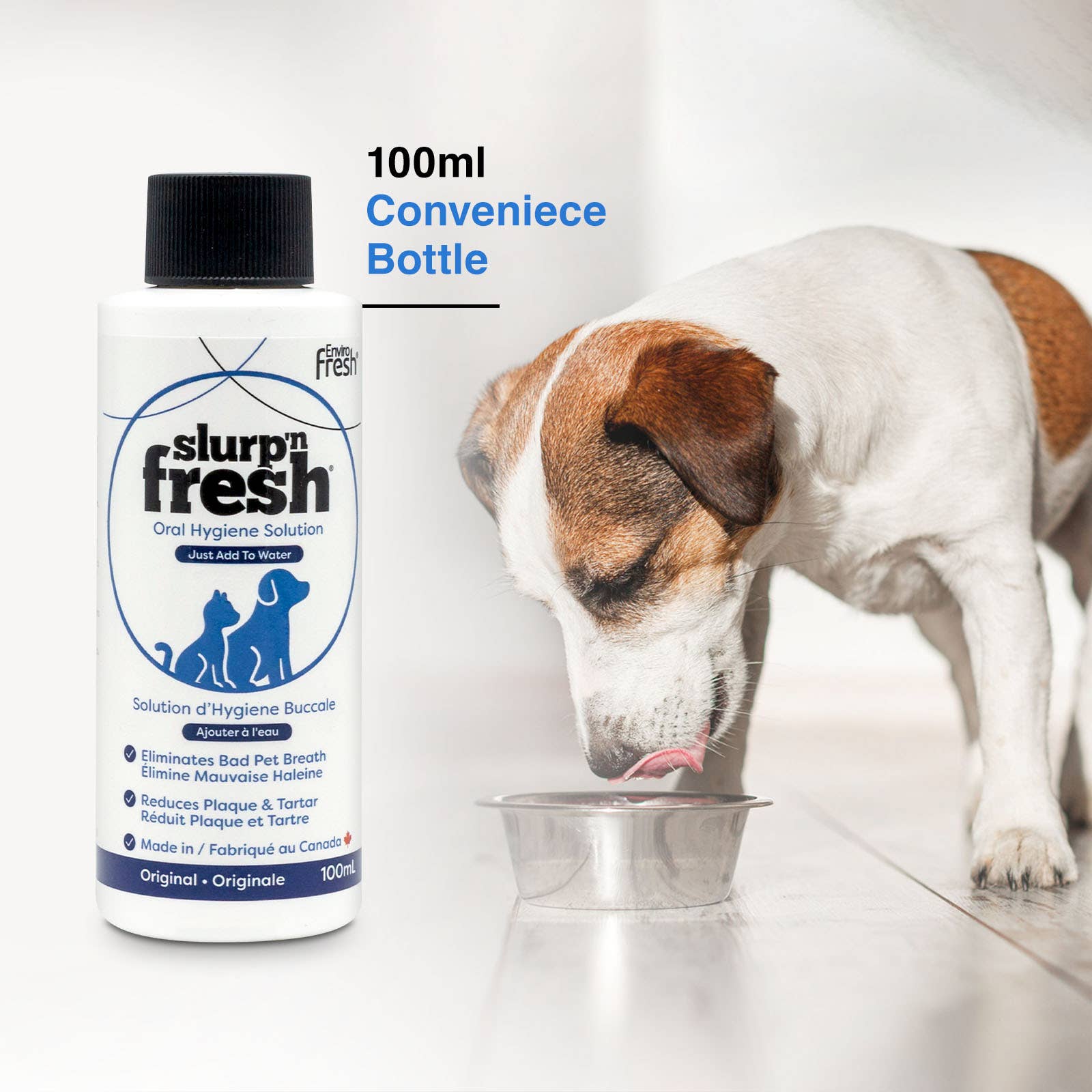 Enviro Fresh – Engroshandel Supplement til kæledyr - Kat/hund – Slurp N' Fresh - Mundplejetilsætning til kæledyr 100 ml2