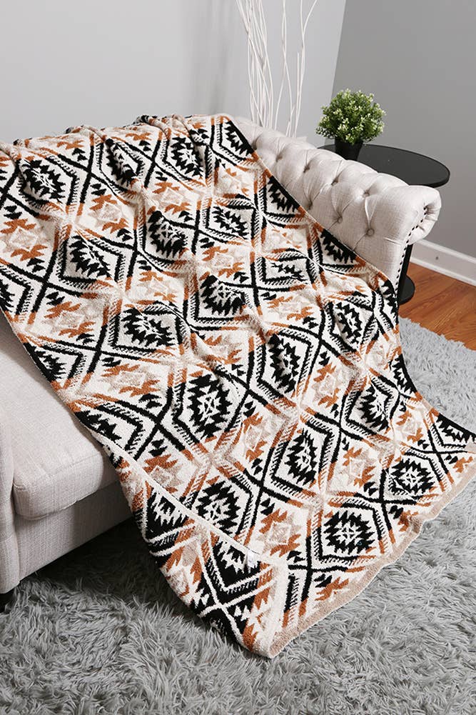 Hana - Vendita all'ingrosso Plaid - Coperta invernale reversibile con motivo tribale12