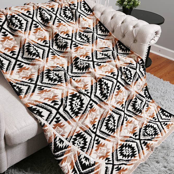 Hana - Vendita all'ingrosso Plaid - Coperta invernale reversibile con motivo tribale12