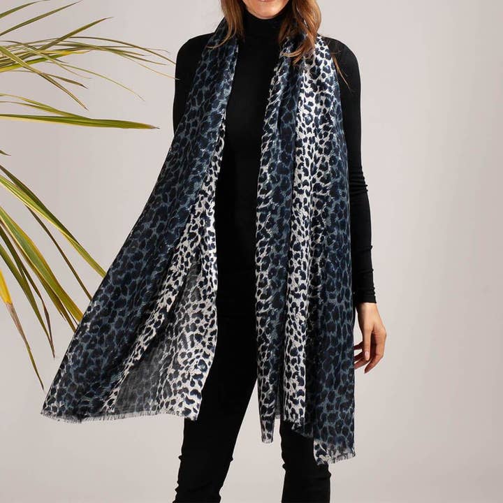 Pañuelo azul marino de cachemir y seda con para venta al por mayor de Black