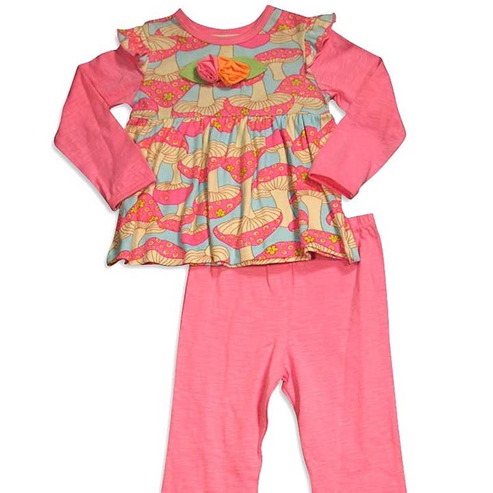 Baby Lulu - Conjunto de pantalones Jill Mushroom de manga larga para bebé niña para venta al por mayor de Eastern Off Price
