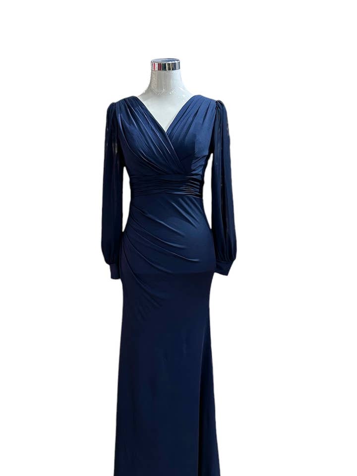 Navy blue long sleeve bodycon dress for wholesale by Les Voiliers