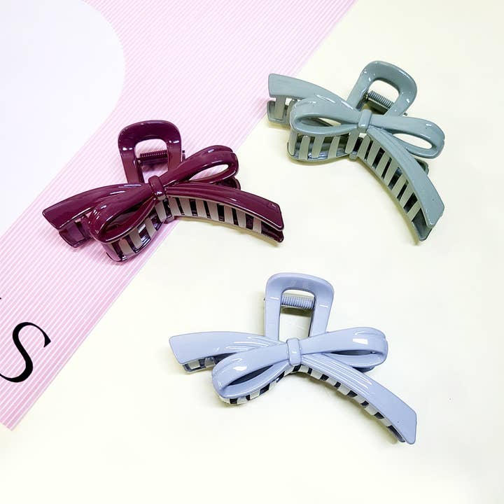 Glossy Color Ribbon Shape Hair Claw Clip for wholesale on Faire
