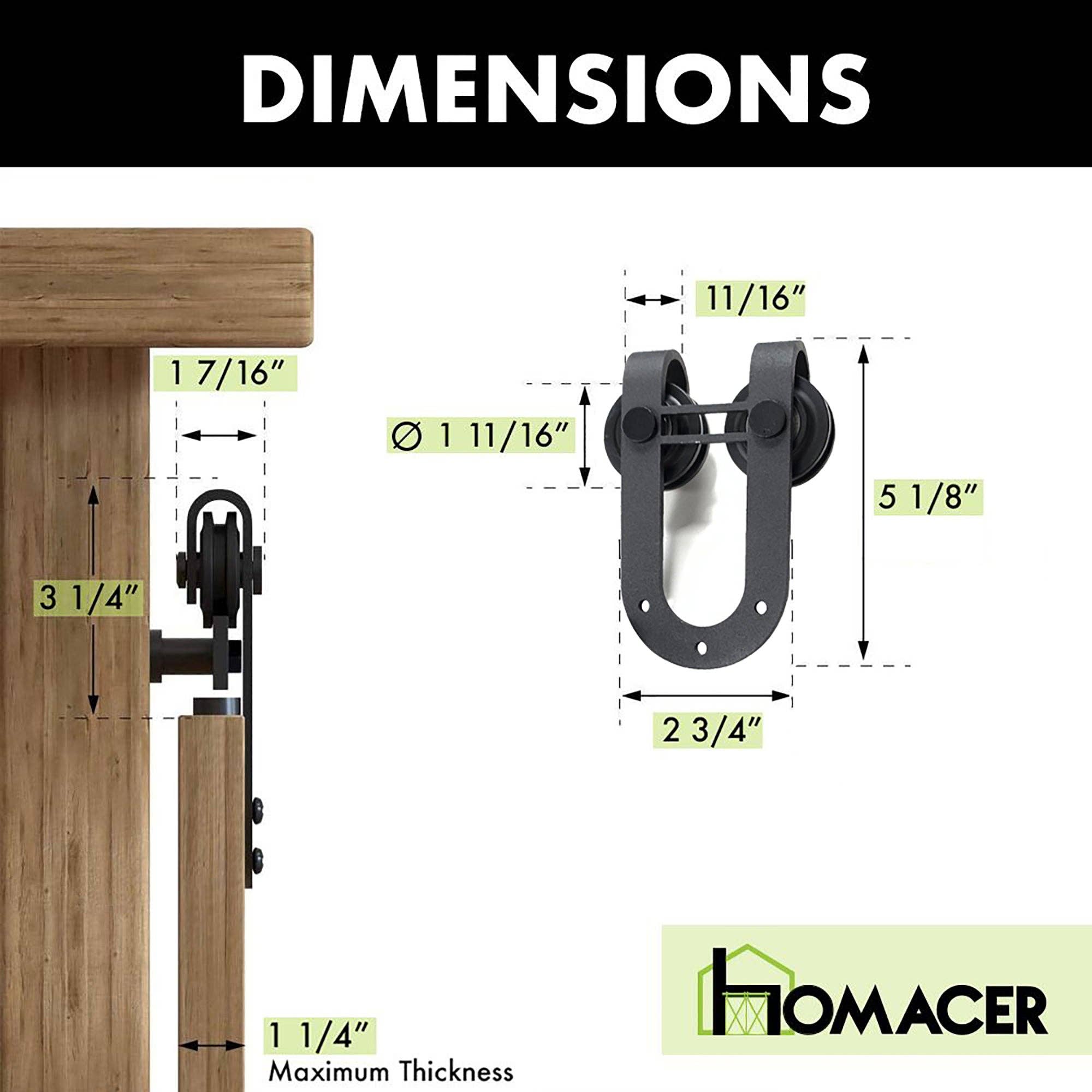 Homacer INC - Wholesale Knob/Pull - Mini Non-Bypass Sliding Barn Door Hardware Kit - Horseshoe8