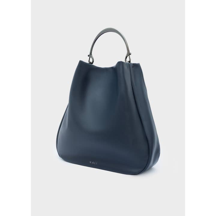 NALI' - Wholesale Shoulder Bag - Women's - ANNIE SHOULDER BAG WITH METAL HANDLE BLUE - N641