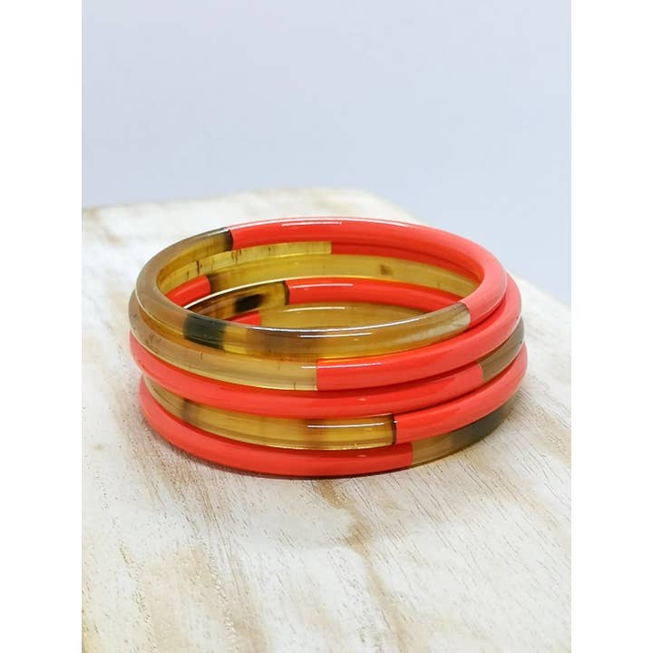 Nayda Diaries - Wholesale Cuff Bracelet - Coral red horn bangle