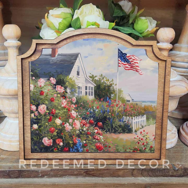 Redeemed Decor - Wholesale Decorative Tabletop Object - Provincial Patriotic Beach House Framed Art 0