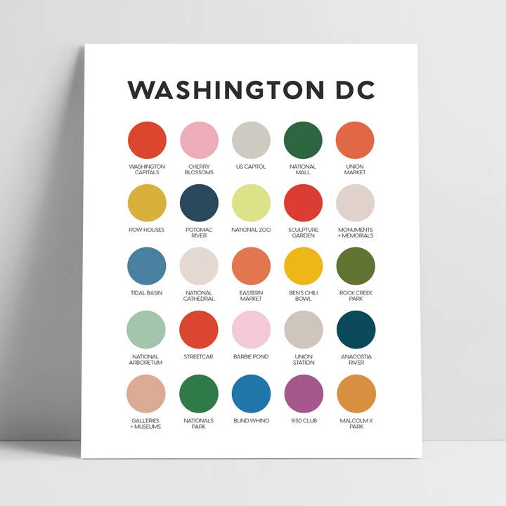 Washington DC Färgpalettutskrift för wholesale av Lunch City Studio