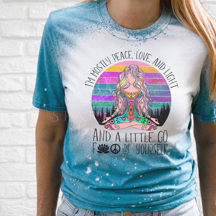 Peace Love and Light Bleached Shirt for wholesale by Sparkle Boutique2U