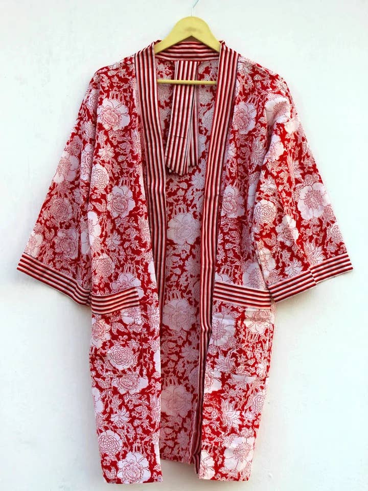 GYPSY STUDIO – Engroshandel Morgenkåbe - Dame – Bloktryk Kimono Kjoler Brudepige Kimono Kjole Blomster Kimono Kjoler