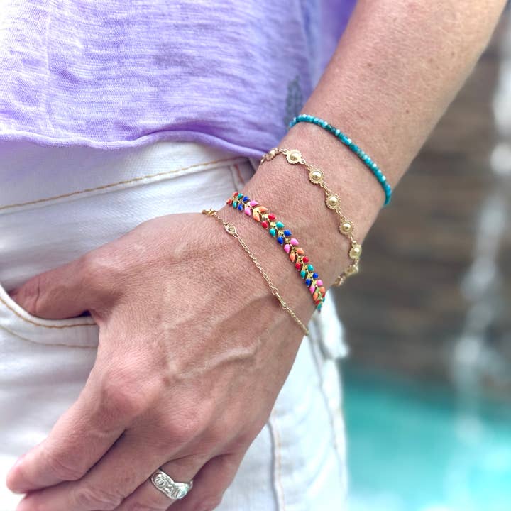 Chevron Gold Chain Bracelets - Water Friendly Jewelry! for wholesale by Jo Bird Jewelry