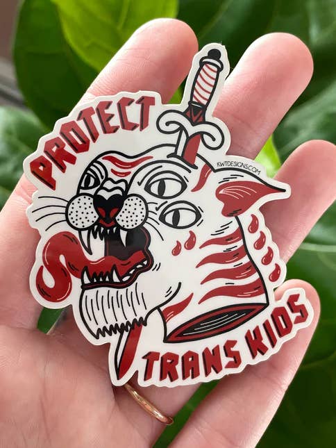 Protect Trans Kids Sticker for wholesale by KWT Designs