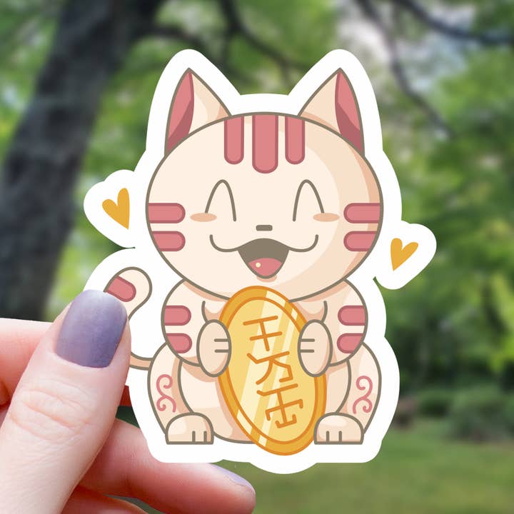 Lucky Cat Kawaii Sticker - 3" for wholesale by Mimic Gaming Co