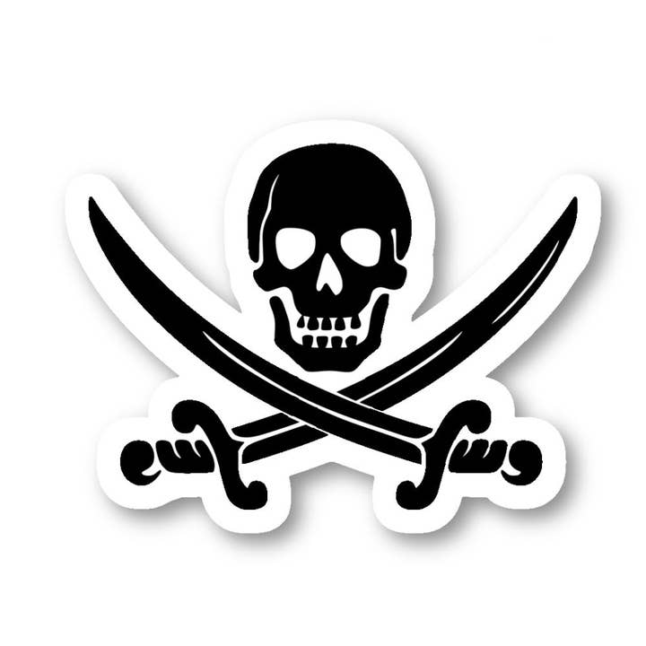 Piratdödskalle och ben 3-pack - Set med 2,5, 3 och 4 tums vinylklistermärken för laptop - Dödskalle och ben för laptop, telefon, vattenflaska, bil och mer dekaler (3-pack) för wholesale av FunPopStickers