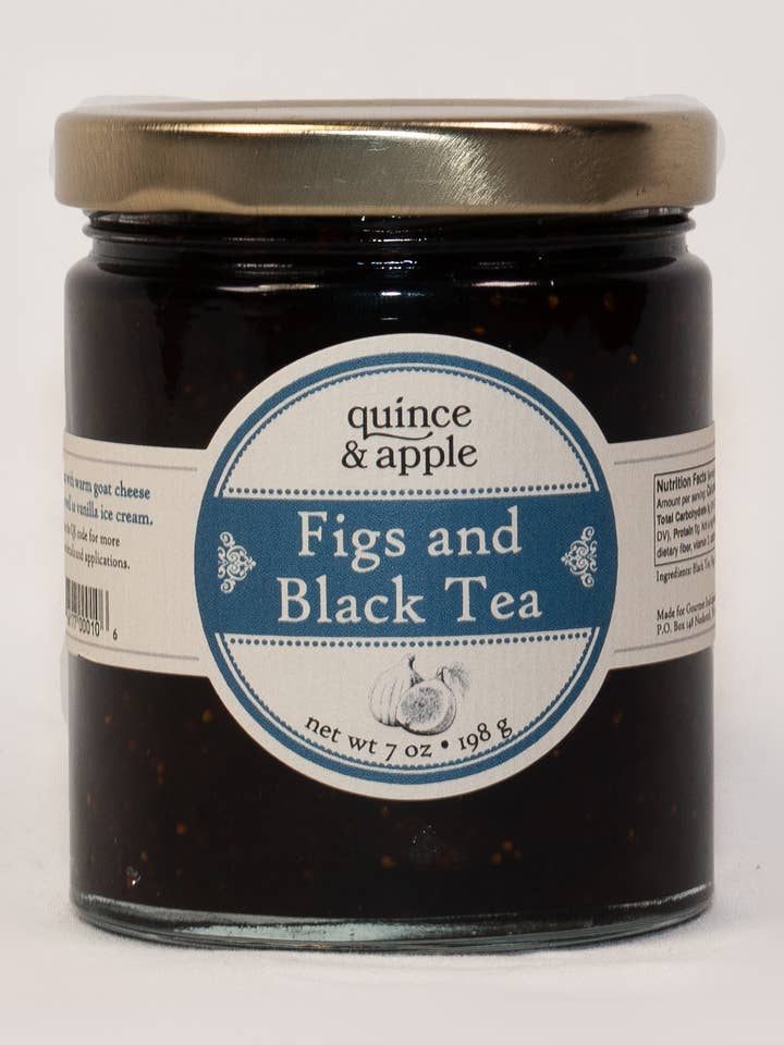 Figs and Black Tea Conserve - Case of 12 - 7 oz Jars for wholesale by Gourmet Indulgences, LLC (dba Quince & Apple Company)