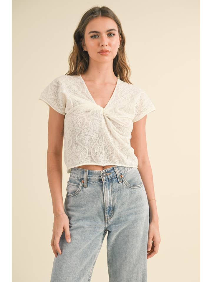 MIOU MUSE - Wholesale Knit Top - Women's - T3750 TEXTURED EMBROIDERED STYLE KNITTED TOP