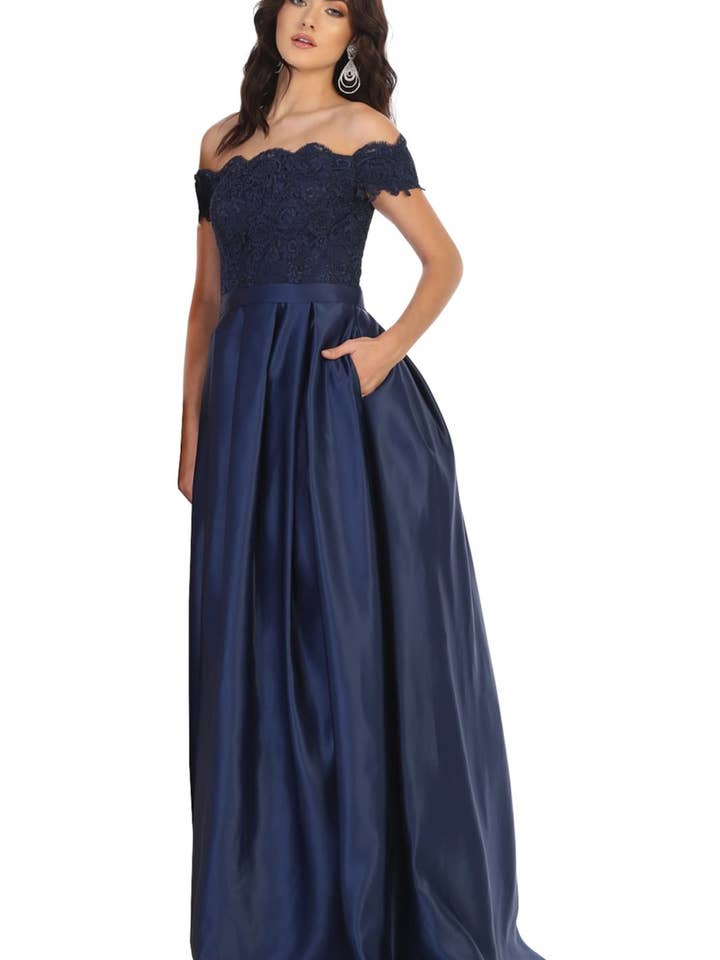 LA Merchandise - Wholesale Gown - Women's - Off Shoulder Evening Gown with Pockets - LA1762