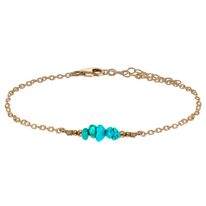 Bracelet de cheville Turquoise Chip Bead Bar pour la vente par Luna Tide