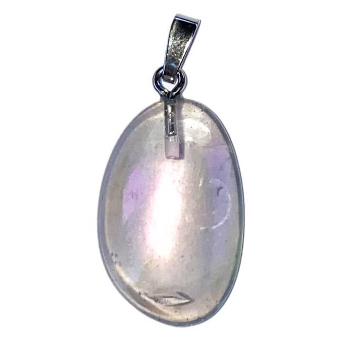 Colgante cuarzo aura ángel Brasil A piedra rodada enganche plata 925 para venta al por mayor de La Boîte à Cailloux