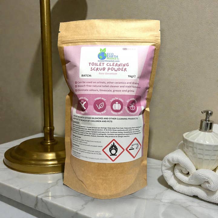 Eco Earth Market - Wholesale Toilet Cleaner - Rose Geranium Toilet Cleaning Scrub Powder 1kg4