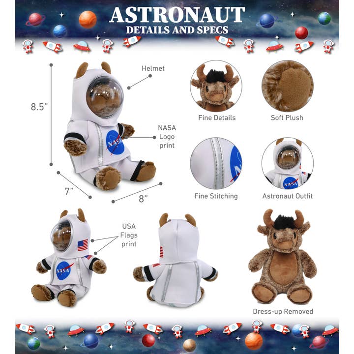 Cota Global - Wholesale Puzzle - Kids - Plush Astronaut - Super Soft Plush - Sitting Buffalo
