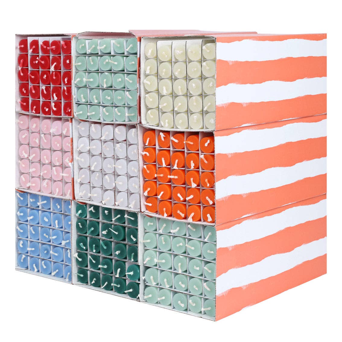 Talking Tables EU - Wholesale Tapered Candle/Candlestick - Green Stripe Taper Dinner Candles - POS Unit9