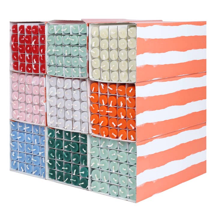Talking Tables USA - Wholesale Tapered Candle/Candlestick - Green Stripe Dinner Candles - POS Unit2